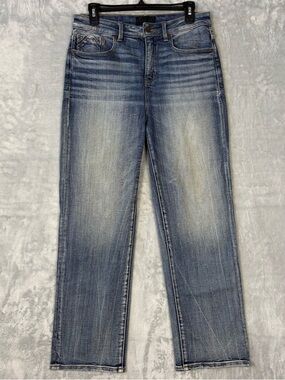 Buckle Black Fit No. 35 Cropped Straight Jeans Woman's  Size 29x28 Blue Stretch